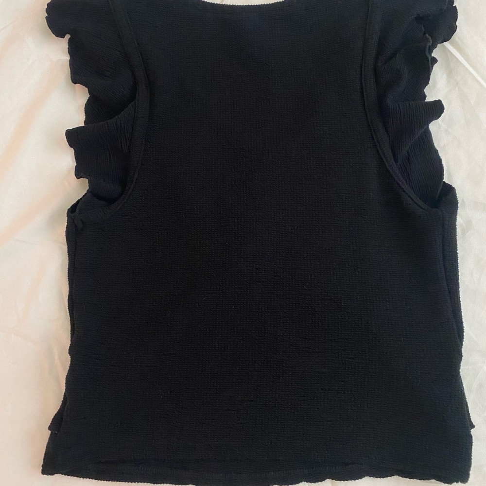 American Rag Black Ruffled Top - Picture 5 of 6